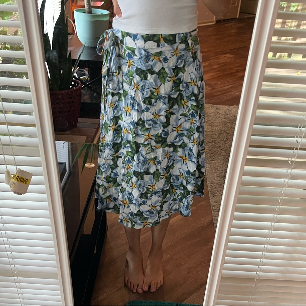 American Apparel Floral Wrap Midi Skirt